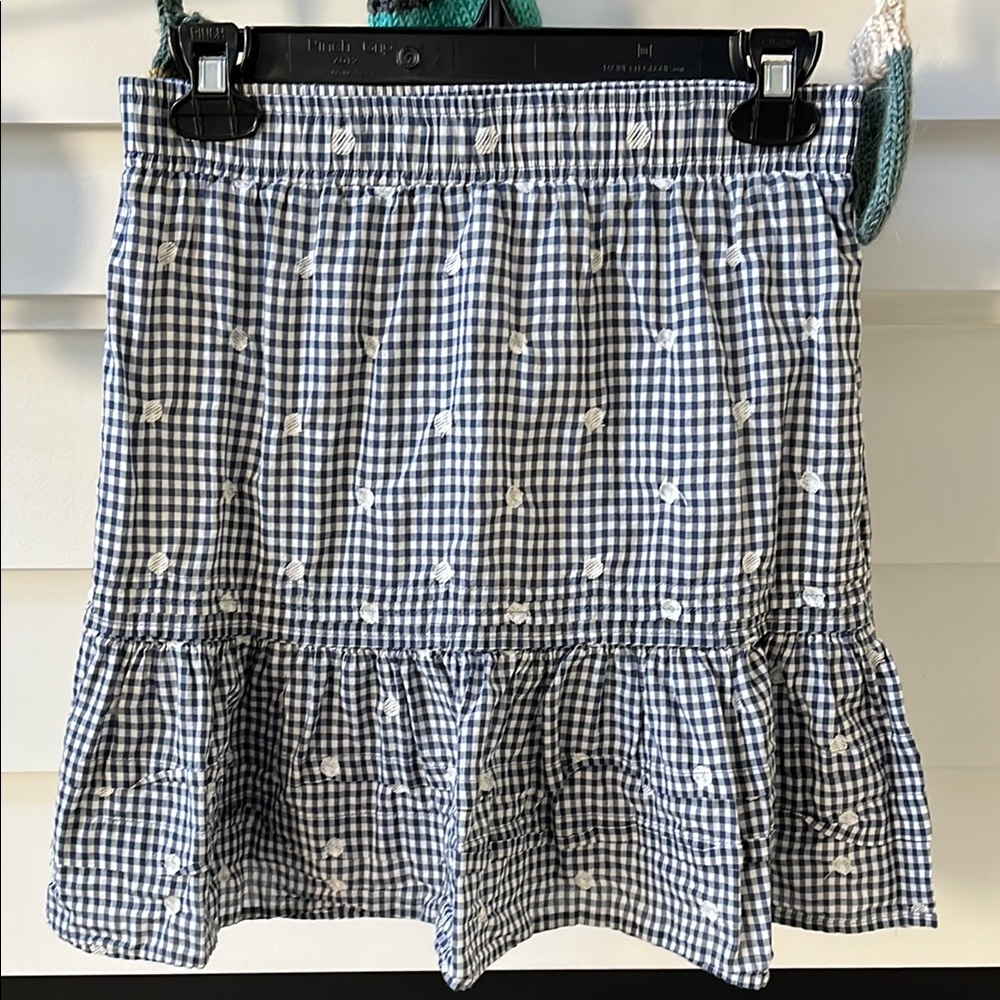 Madewell Navy Blue & White Gingham Mini Skirt
